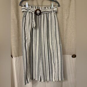 Striped Ankle-Length Cotton Cropped Pants NWT